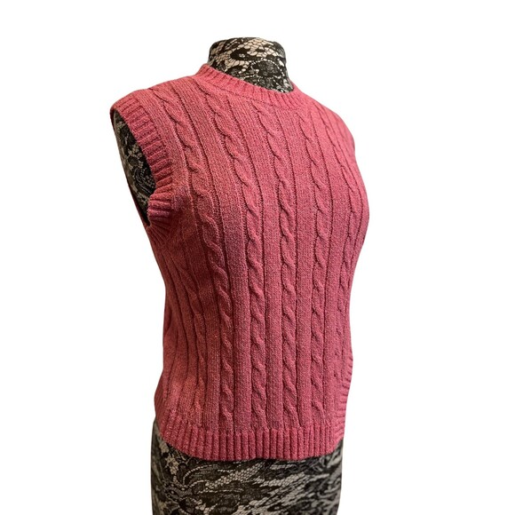 Anthropologie Current Air Angeline Pink Sleeveless Cable Knit Sweater Top Vest S - Picture 13 of 15